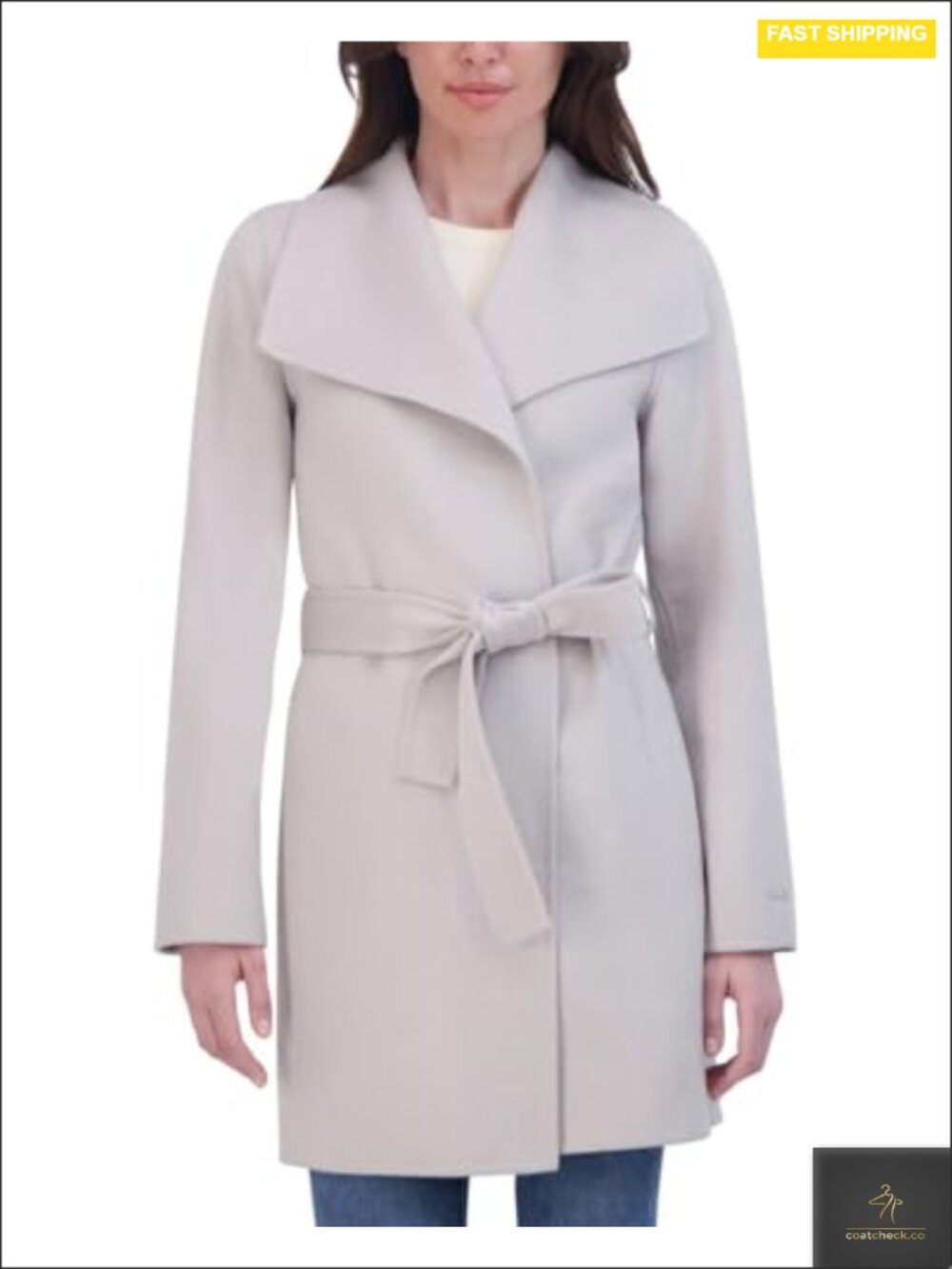 Wool Blend Wrap Peacoat with Removable Belt